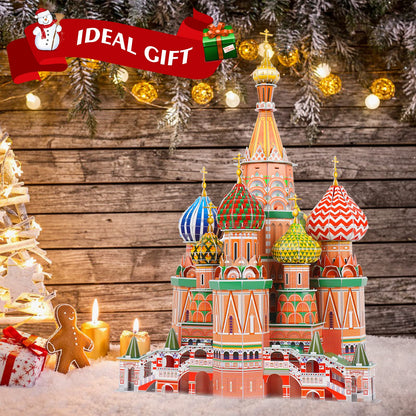 3D Puzzles for Adults & Kids St. Basil's Cathedral Building Set, Russia Cathedral Architecture Craft Model Kits, Educational 3D Jigsaw Puzzle Toy