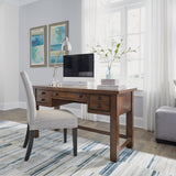Home Styles Tahoe Aged Maple Executive Writing Desk with Two Accessory Drawers on Each Side, Drop-Down Center Drawer, Keyboard Tray, and Antiqued homestyles