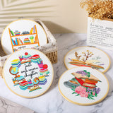 4 Set Embroidery Kit for Beginners Adults Cross Stitch Embroidery Kit for Book Lovers DIY Needlepoint Kit with Book Patterns, Instructions, Unittype