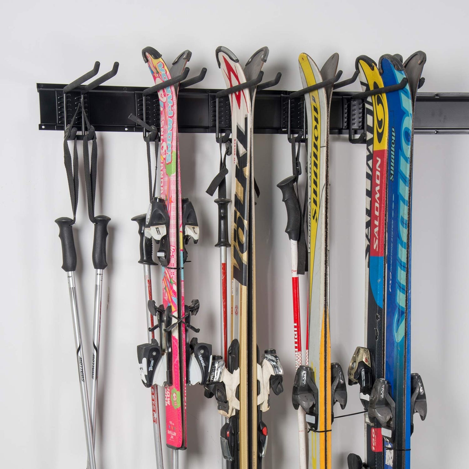 WALMANN Garage Storage Organization System Ski Wall Rack 10 Pairs of Skis Mount Hanger Home Shed and Garage Snowboard Wall Rack System Holds Up to Walmann