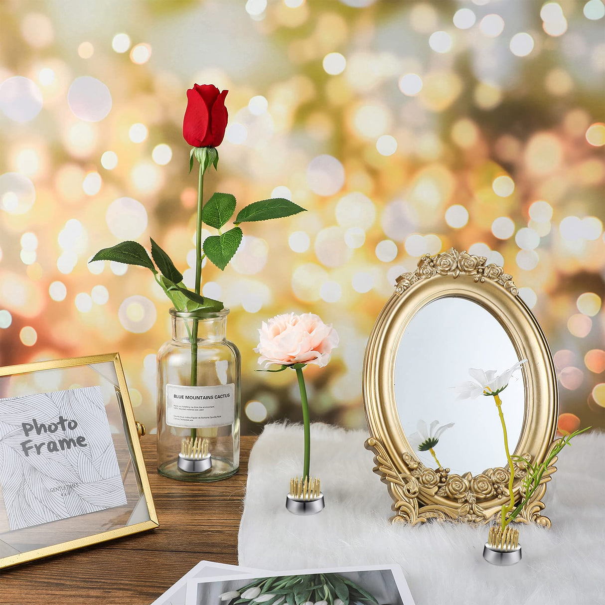 12 Pieces Flower Frog Holder Floral Round Flower Arranger Fixed Flower Pin Holder Tool Floral Arrangement Pin Holder Japanese Flower Holder for Geiserailie