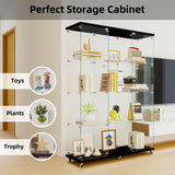HomVent Modern 4-Shelf Glass Display Cabinet with Lock and Doors for Collectibles and Decorative Items HomVent
