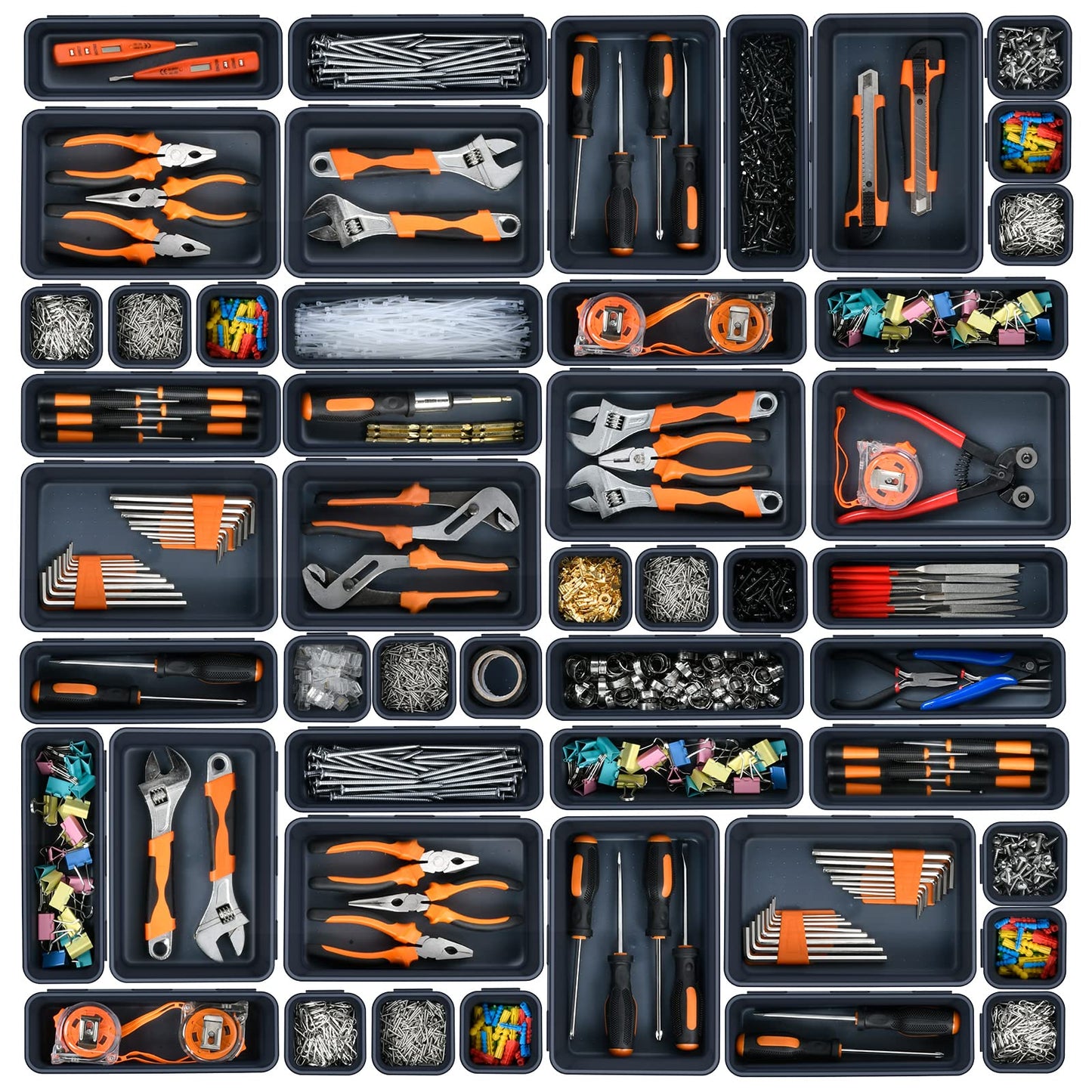 【𝟯𝟮𝗣𝗖𝗦】A-LUGEI Tool Box Organizer Tray Divider Set, Desk Drawer Organizer, Garage Organization and Storage Toolbox Accessories for Rolling Tool Chest