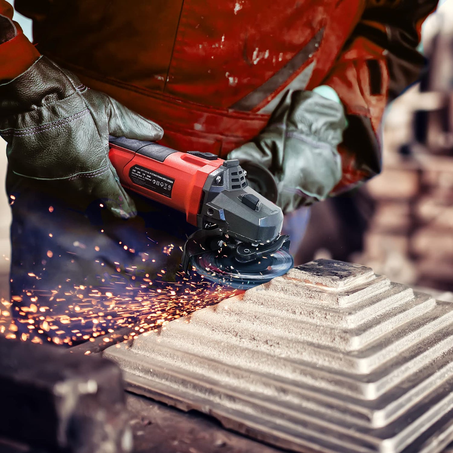 7.5Amp 4-1/2 Inch 12000 RPM Angle Grinder with 2 Guards, 3 Cutting Wheels, 3 Discs, Non-Slip Handle and Carbon Brush for Metal and Wood SHALL