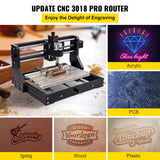 VEVOR CNC 3018 PRO Router Machine, GRBL Control 3-Axis Milling Engraver Engraving Machine, DIY CNC Router Kit with Transparent Enclosure, Offline VEVOR