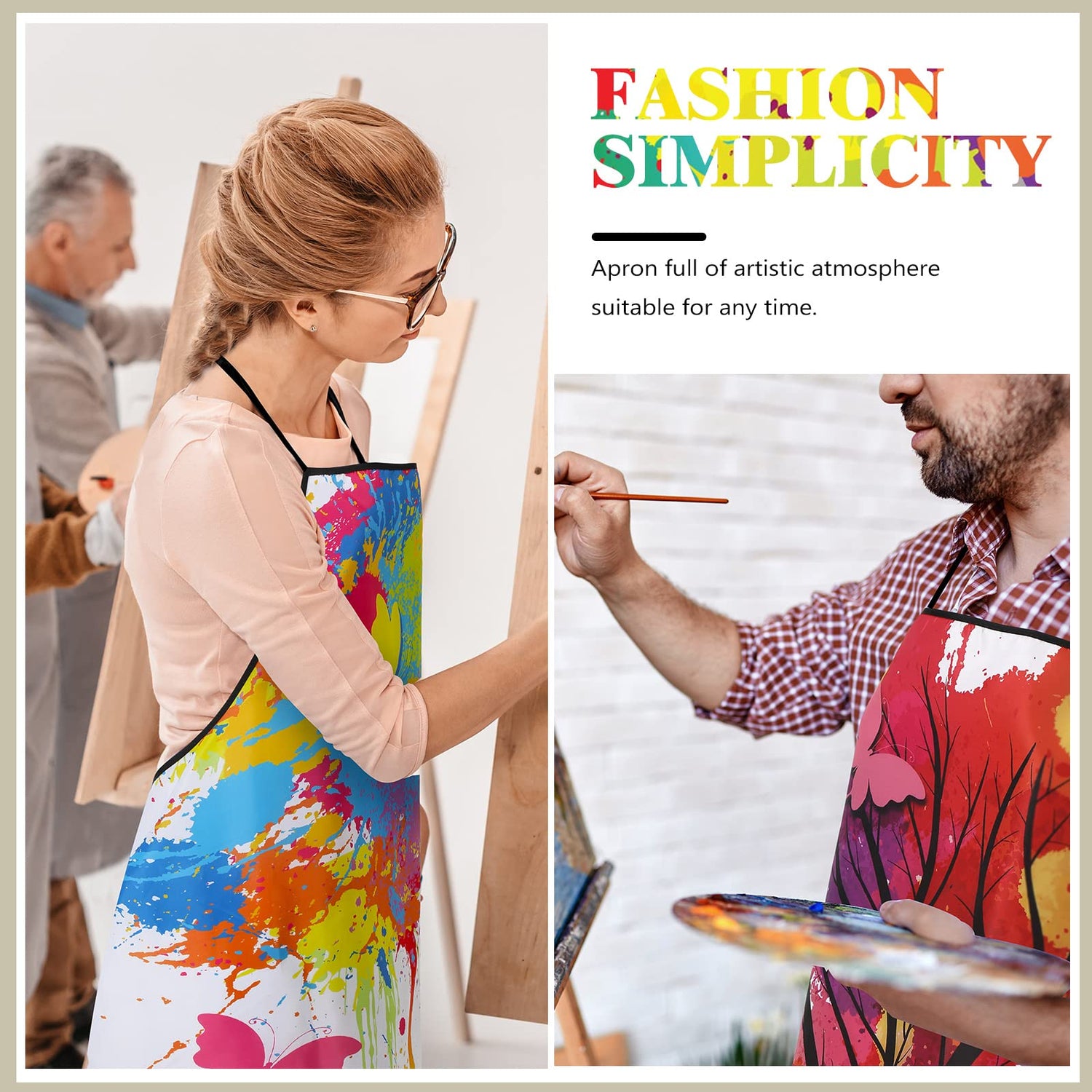 3 Pieces Colorful Artist Painting Apron Paint Splatter Apron Butterfly Tree Art Teacher Gifts Waterproof Painters Apron Adjustable Artist Smock for Eurzom