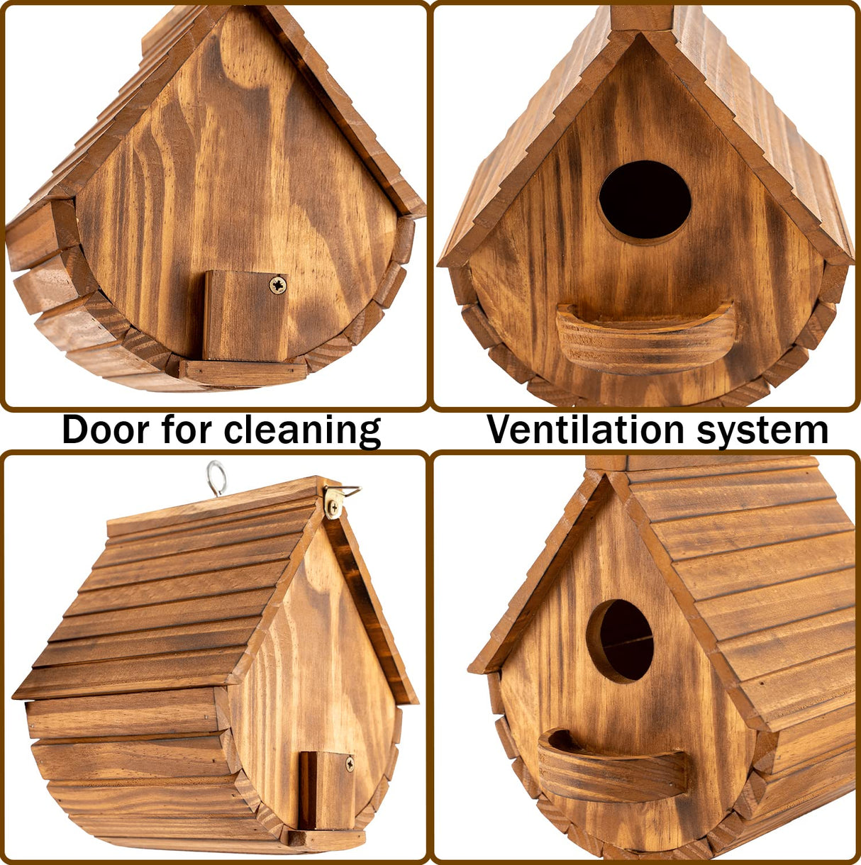 MIXUMON Bird Houses for Outside, Outdoor 3 Hole Bird House Room for 3 Bird Families Bluebird Finch Cardinals Hanging Birdhouse for Garden (Set 1) MIXUMON