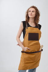 OleksynPrannyk Work Apron in Non-Waxed Canvas with Cross Straps Adjustable (Amber) OleksynPrannyk