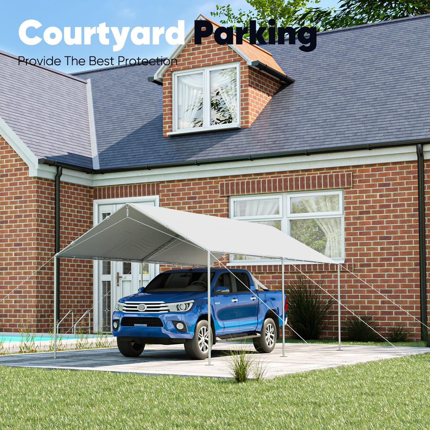 Quictent 10X20ft Upgraded Heavy Duty Carport Car Canopy Party Tent with 3 Reinforced Steel Cables-Gainsboro Quictent