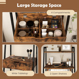 CHARMAID Ladder Vanity Desk Set - Makeup Vanity Table with Flip Top Mirror, Cushioned Stool, 4 Storage Compartments, Open Shelves, Girls Dressing CHARMAID