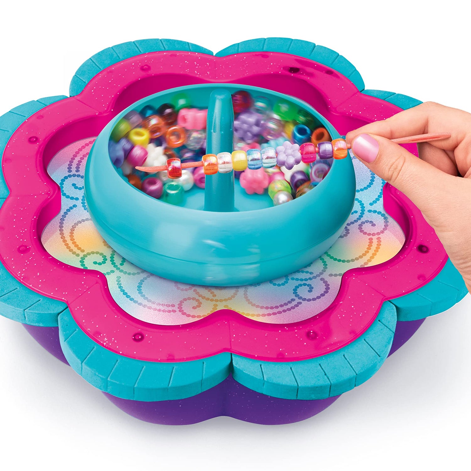 CRA-Z-Art Shimmer ‘N Sparkle 2-in-1 Spin & Bead Friendship Studio Bracelet Maker, Ages 8 and up Shimmer and Sparkle