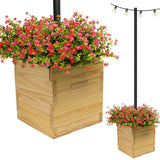 EXCELLO GLOBAL PRODUCTS Extra Large Decorative Wooden Planter, Universal Pole Support for String Light Poles Umbrella Bird Feeders Solid Wood Outdoor EXCELLO GLOBAL PRODUCTS