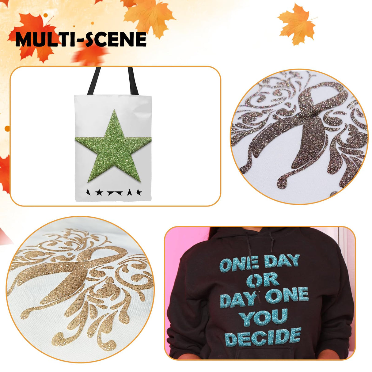 Glitter Puff Vinyl Heat Transfer 3D - Puff HTV Vinyl 8 Sheets 12"x 10" Glitter Heat Transfer Vinyl for T-Shirt Clothes Compatible with Cricut Air or AXLORP