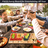 Cheese Board Charcuterie Gift Folding - Bamboo Sturdy Easy to Storage Magnetic Mount Serving Platter with Knife Travel Picnic Cheese Tray Set UTCG