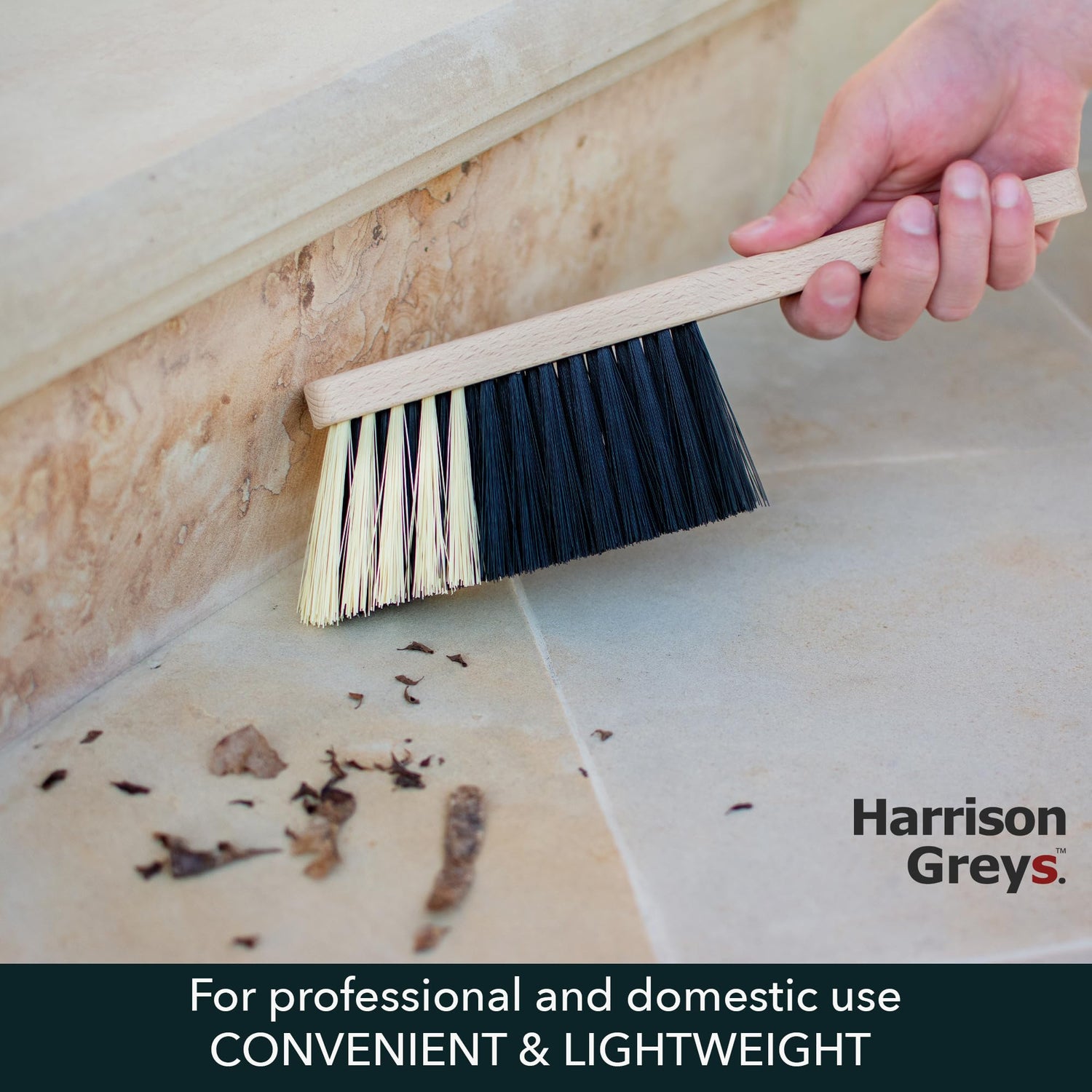 11.2" Hand Broom Medium-Soft Bristles Bench Brush, Sweeping Brush with Wooden Handle, Lightweight Dusting Brush, Handheld Small Broom, Shop Brush Harrison Greys