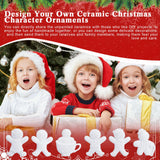 Syhood 24 Pcs Design Your Own Ceramic Christmas Blank DIY Character Ornament Bulk Unpainted Village Ceramic to Paint Ready to Design Your Own Syhood