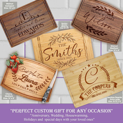 Tayfus Personalized Cutting Boards - Custom Engraved Wood Chopping Block - USA Handmade - Best Wedding, Housewarming, Anniversary, Birthday, - WoodArtSupply