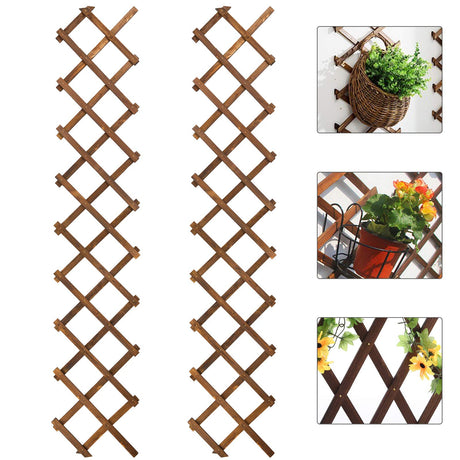 Pack of 2 Wooden Lattice Wall Planter- Extra Thick Expandable Plant Climb Hanging Frame Trellis Plant Support Fence Indoor Air Plant Vertical Rack ANPHSIN