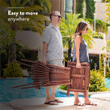 Melino Wooden Folding Chair for Outdoor, Low Profile Acacia Wood Lounge Chair with FSC Certified Acacia Wood, Fully Assembled - Espresso Melino
