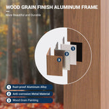 UDPATIO 10' x 12' Hardtop Gazebo, Wood Grain Finish Aluminum Frame Outdoor Gazebo with Galvanized Steel Double Roof, Metal Gazebo Canopy with Curtain UDPATIO