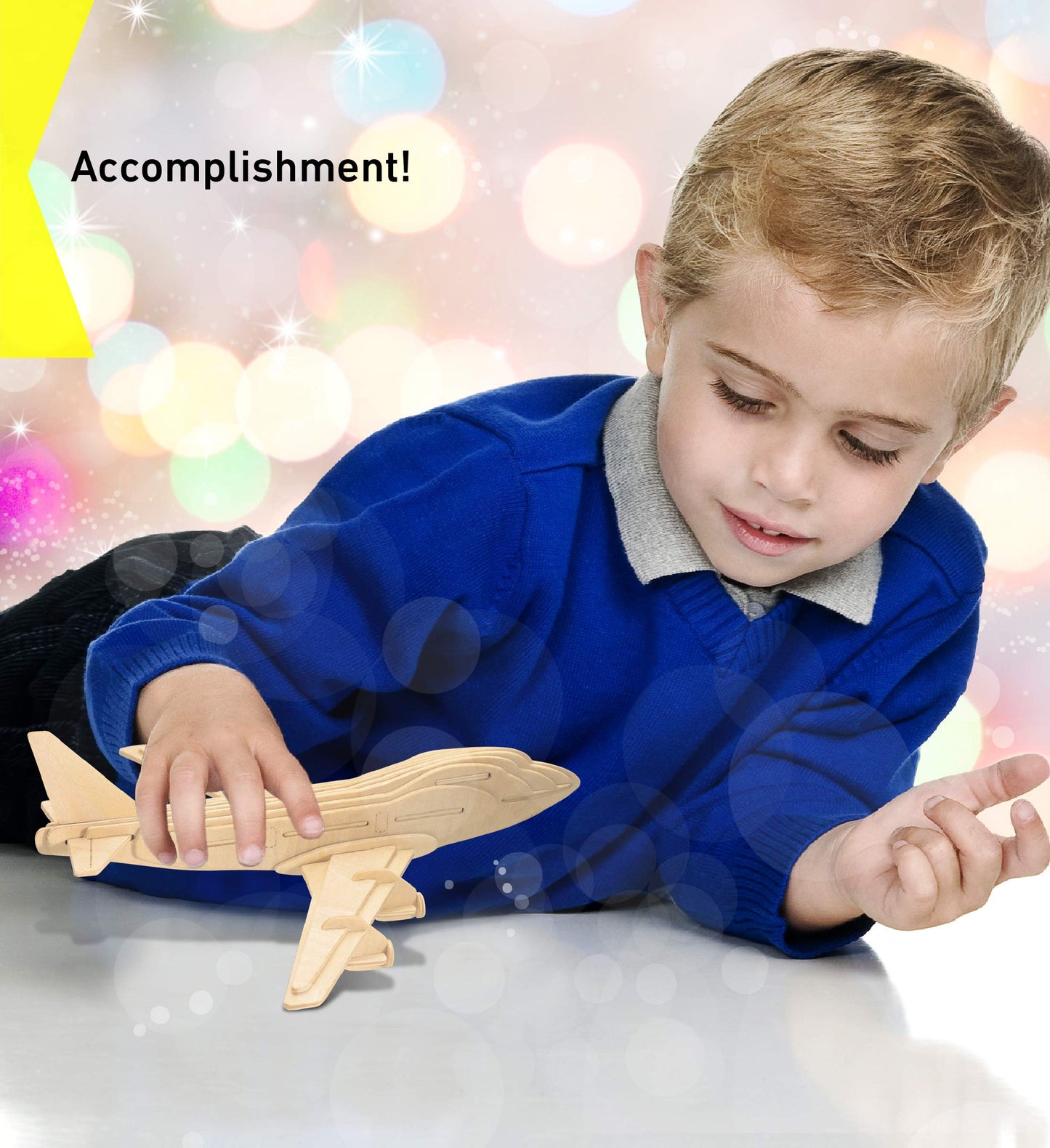 Puzzled 747 Jet Plane 3D Puzzle Wood Craft Construction Kit Aircraft, Fun & Educational DIY Wooden Toy Assemble Model Unfinished Craft Hobby Airplane - WoodArtSupply