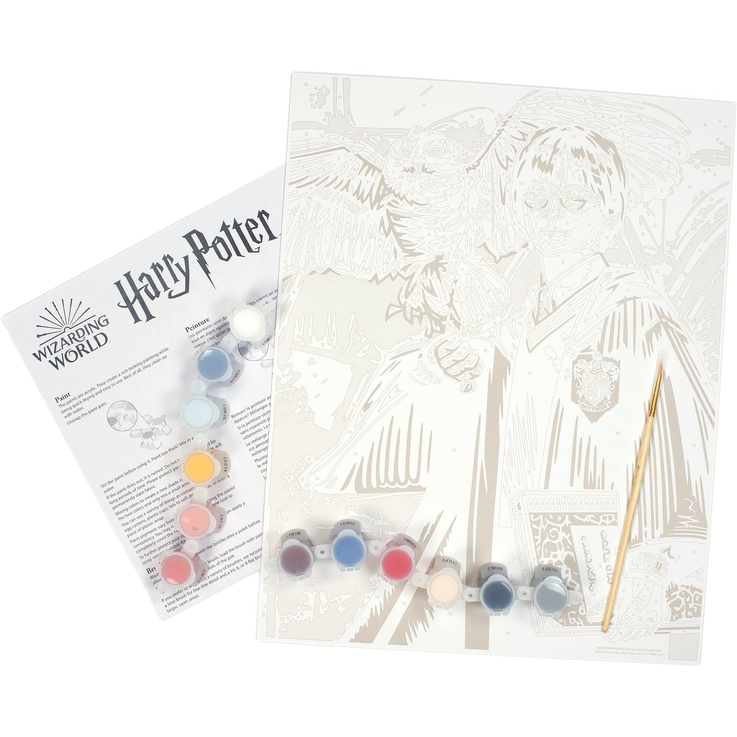 Dimensions PaintWorks Hedwig and Harry Potter Paint by Number Kit for Adults and Kids, Finished Project 11" x 14", Multicolor 15 Piece Dimensions