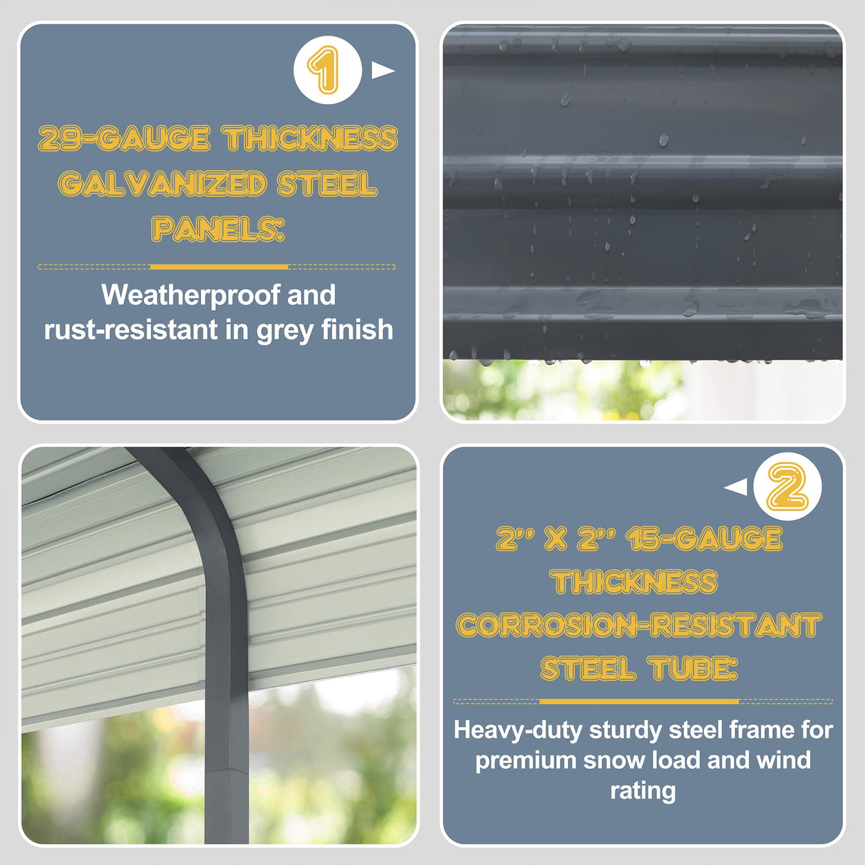 MUPATER Outdoor Carport, 12' x 20' Heavy Duty Canopy for Garage,Car Garage Shelter with Galvanized Metal Roof and Frame for Car, and Boat, Grey MUPATER