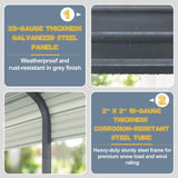 MUPATER Outdoor Carport, 12' x 20' Heavy Duty Canopy for Garage,Car Garage Shelter with Galvanized Metal Roof and Frame for Car, and Boat, Grey MUPATER