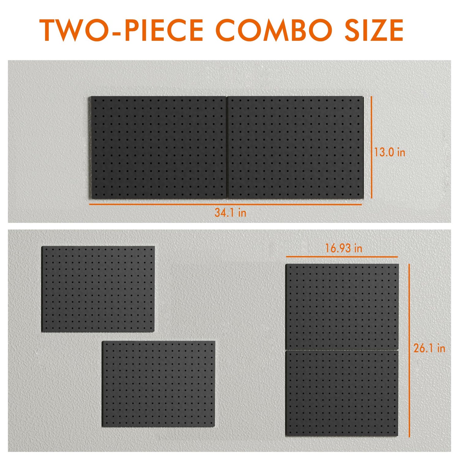 Heavy Duty Metal Pegboard Organizer - Wall Storage Steel Peg Board Panels Set 1/4 inch Round Holes 17"x13" 4 Pack Garage Craft Tool Display Hanging G.CORE