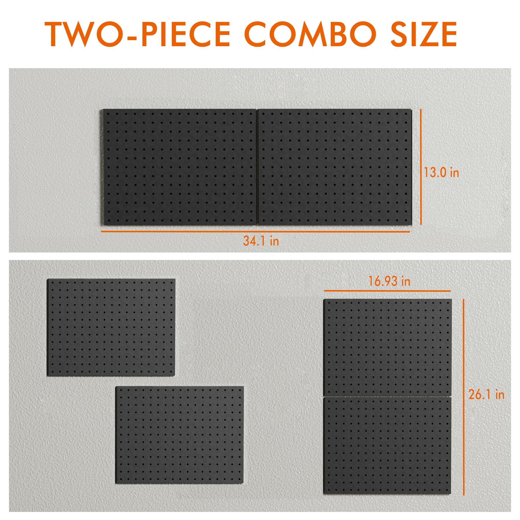 Heavy Duty Metal Pegboard Organizer - Wall Storage Steel Peg Board Panels Set 1/4 inch Round Holes 17"x13" 4 Pack Garage Craft Tool Display Hanging - WoodArtSupply