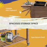 Outsunny Raised Garden Bed with 8 Grow Grids, Wooden Outdoor Plant Box Stand with Folding Side Table and Wheels, 49" x 21" x 34", for Vegetables, Outsunny