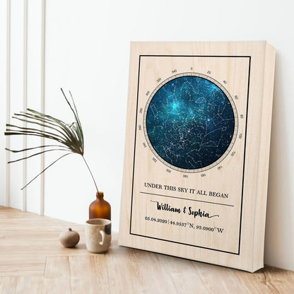 GIFTSV Personalized Valentines Day Decor Anniversary Engagement Gift Wedding Gifts For Him Her Star Map Night Sky Custom Poster Framed Canvas Wall - WoodArtSupply