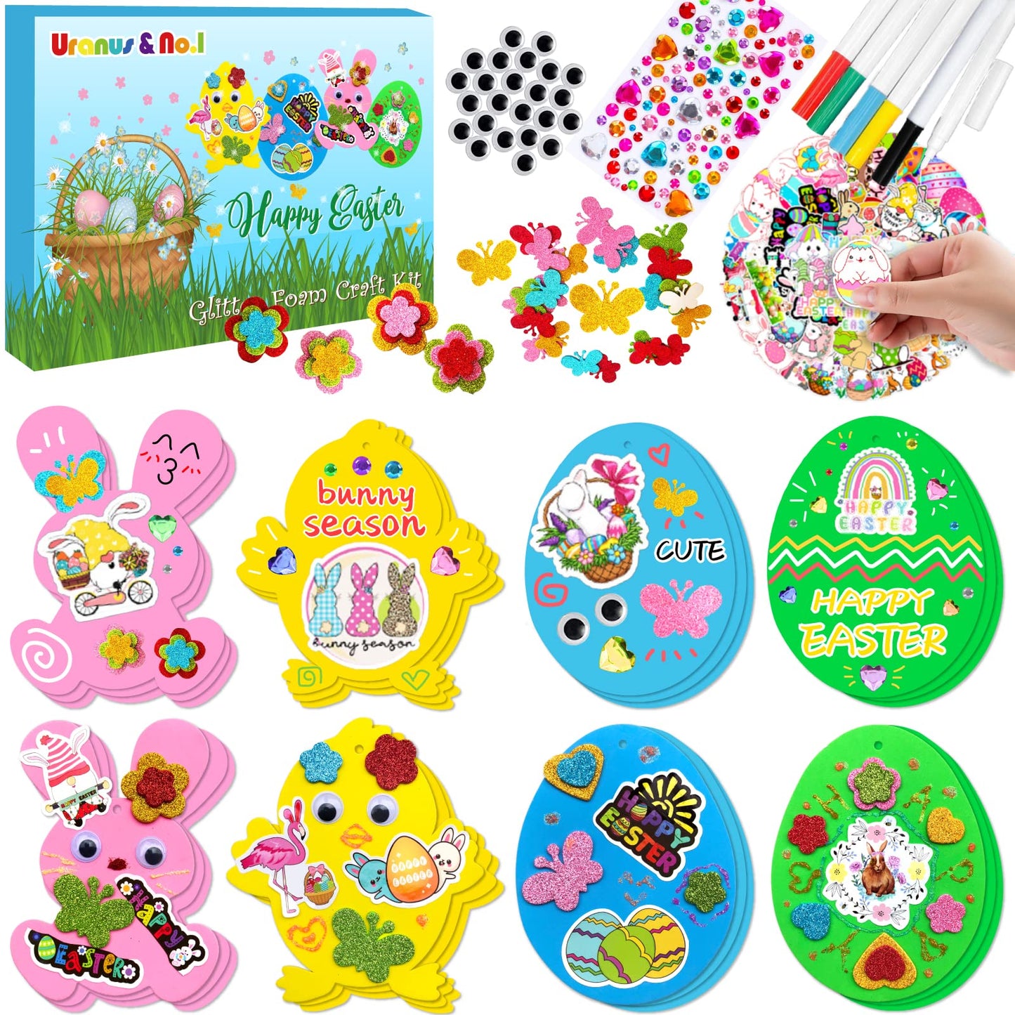 322pcs Easter Foam Stickers Set, Rabbit Chick Egg Arts and Crafts Kits for Kids, DIY Craft Supplies for Home Classroom Activities, Ideal Gifts for - WoodArtSupply