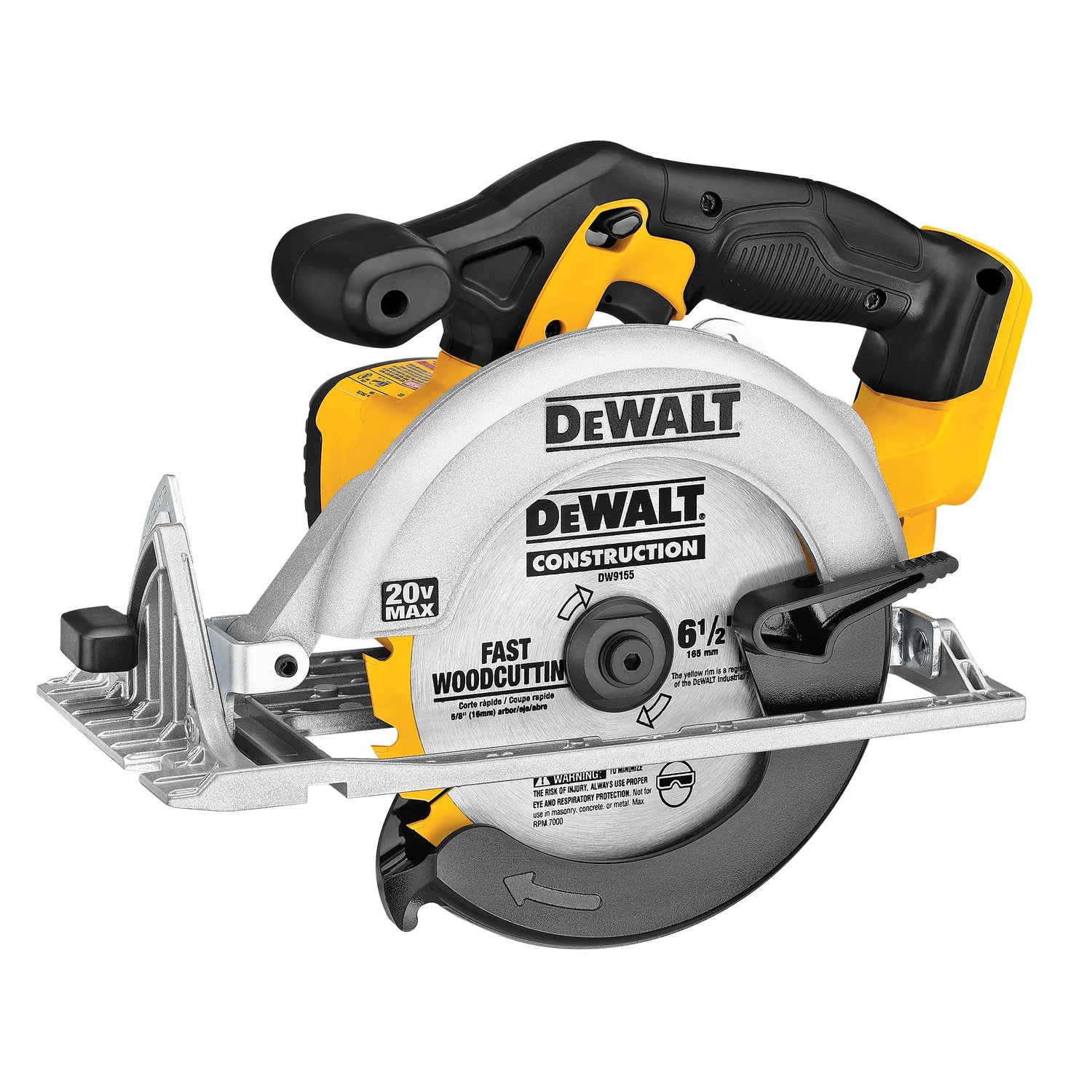 DEWALT 20V MAX Circular Saw, 6-1/2-Inch Blade, 460 MWO Engine, 0-50 Degree Bevel Capability, Bare Tool Only (DCS391B) DEWALT