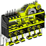 Spampur Power Tool Organizer Wall Mount with Charging Station, Tool Shelf 6 Drill Holders, Heavy Duty Metal Premium Garage Utility Rack, Cordless Spampur