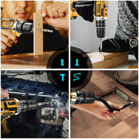 JayLene 21V Cordless Drill Set, Power Drill 59Pcs with 3/8 Inch Keyless Chuck, 25 3 Clutch Electric Drill with Work Light, Max torque 45Nm, Jaylene