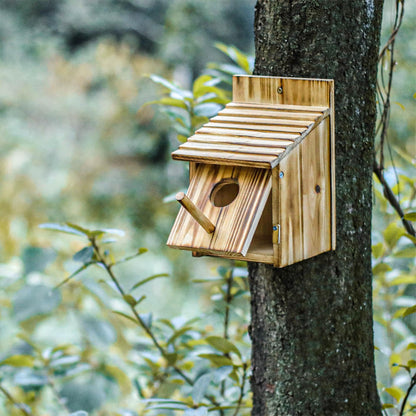 Bird Houses for Outside，Wooden Birdhouse with Open House Design - Perfect Nesting Box for Bluebirds - Assembly Required - Ideal for Outside - Blue - WoodArtSupply