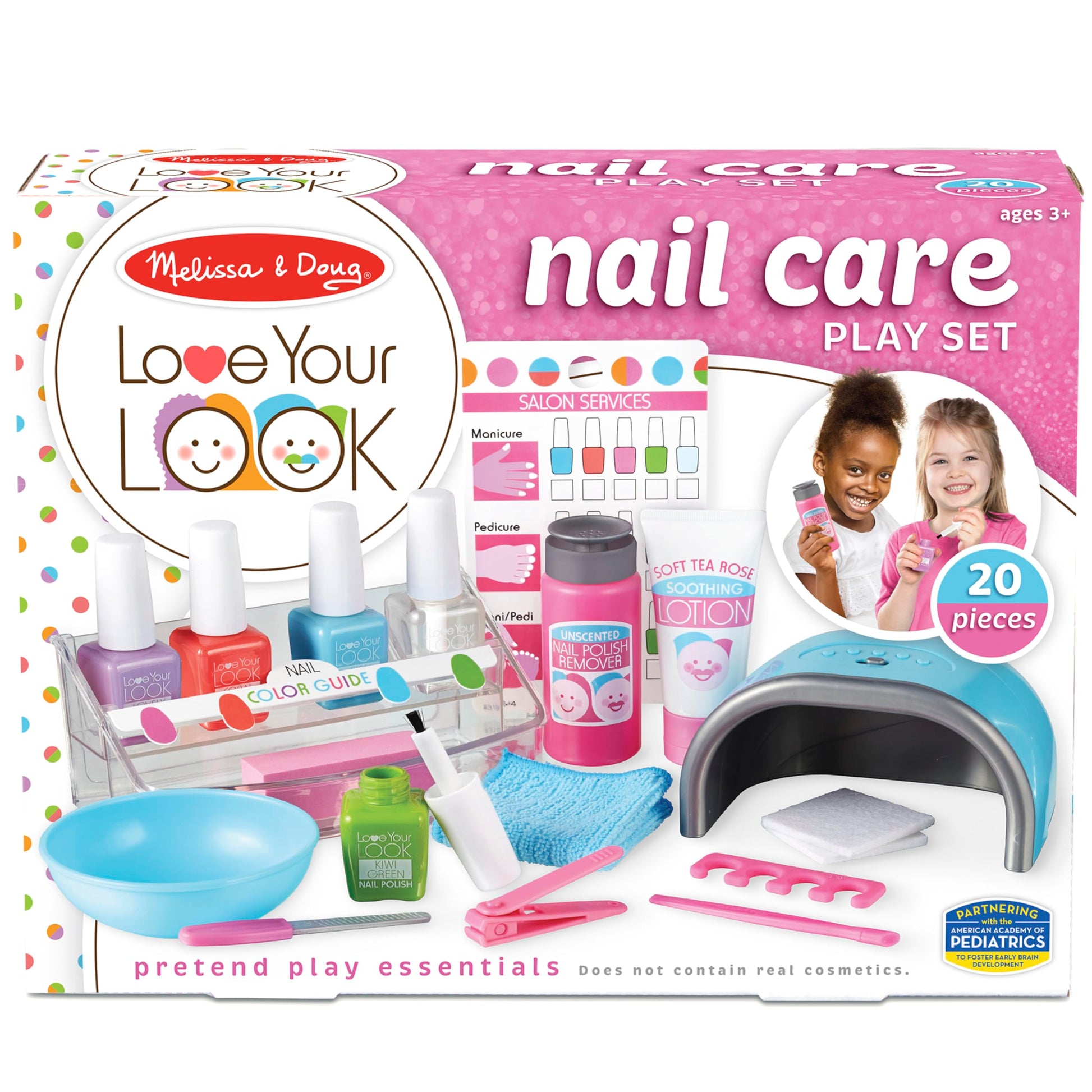 Melissa & Doug Love Your Look Pretend Nail Care Play Set – 20 Pieces for Mess-Free Play Mani-Pedis (DOES NOT CONTAIN REAL COSMETICS) , Pink - WoodArtSupply