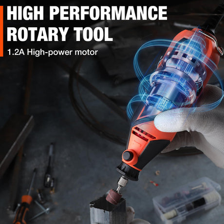 ValueMax Power Rotary Tool Kit, Keyless Chuck, Variable Speed Corded Rotary Tool with 120 Pcs Accessories for Crafting, Including Carving, Engraving, ValueMax