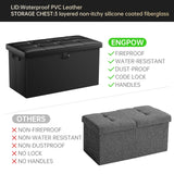 ENGPOW Storage Ottoman Bench,Fireproof Folding Storage Bench with Lock,30 Inches Fire＆Water Resistant Storage Chest Foot Rest Stool Leather Bedroom ENGPOW