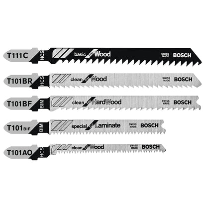 BOSCH TPW005 5-Piece Pro-Wood T-Shank Jig Saw Blade Set