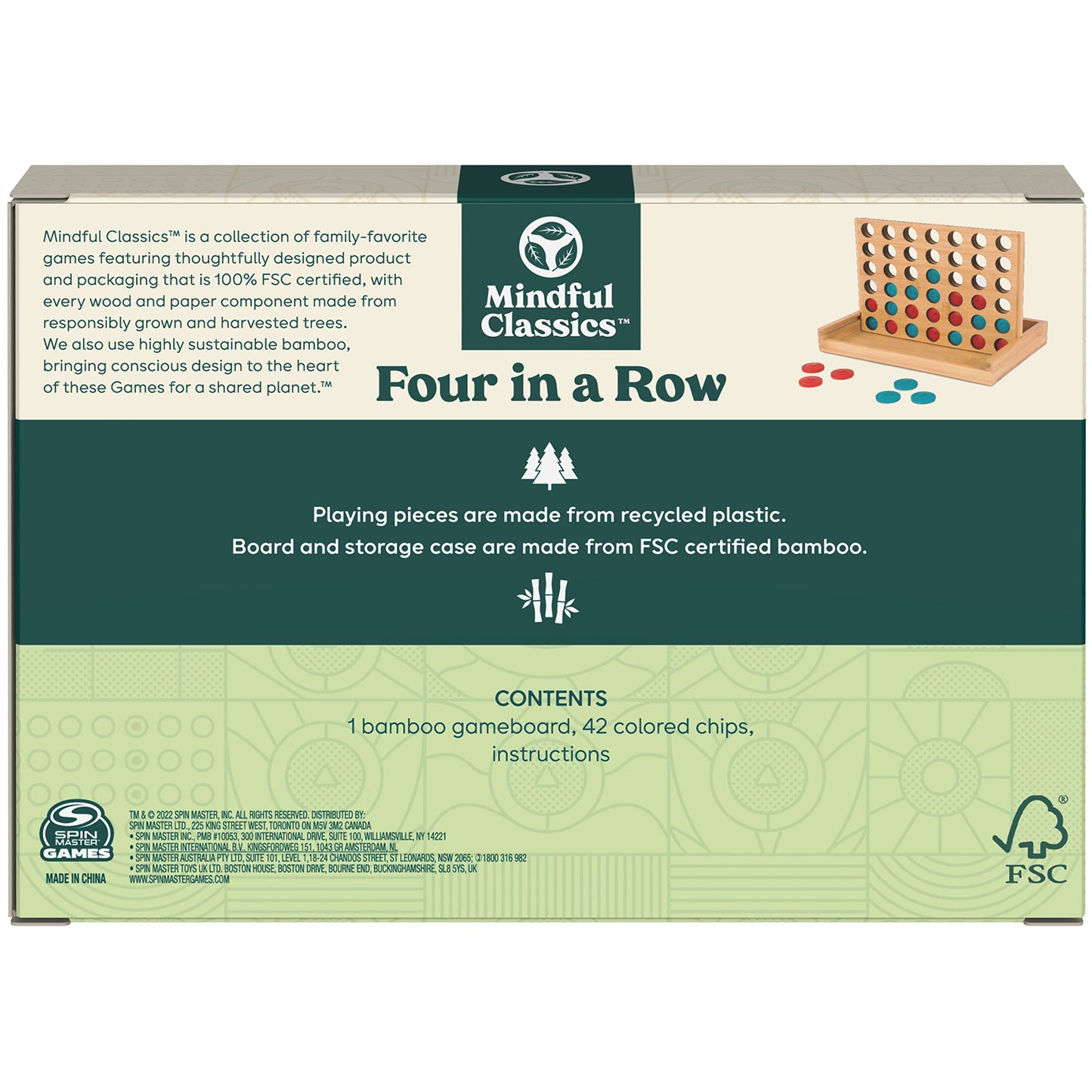 Mindful Classics, Four in a Row Family Board Game with Bamboo and Recycled Plastic Earth Day Eco-Friendly Products, for Adults and Kids Ages 8 and up - WoodArtSupply