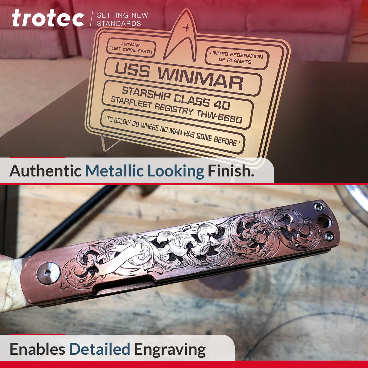 Trotec | Metallic Looking Acrylic Sheet | 4 Pcs | Brushed Silver/Black | 12"x24.25"x1/16" | Metallic Finish - Scratch Resistant for Laser Engraving & TROTEC