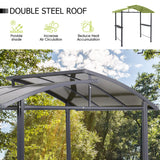 Aoodor 8 x 5 ft. BBQ Grill Gazebo Shelter, Dark Gray Steel Frame and Brown Double-Tier Polycarbonate Top Canopy, with Side Shelves, for Outdoor, Aoodor