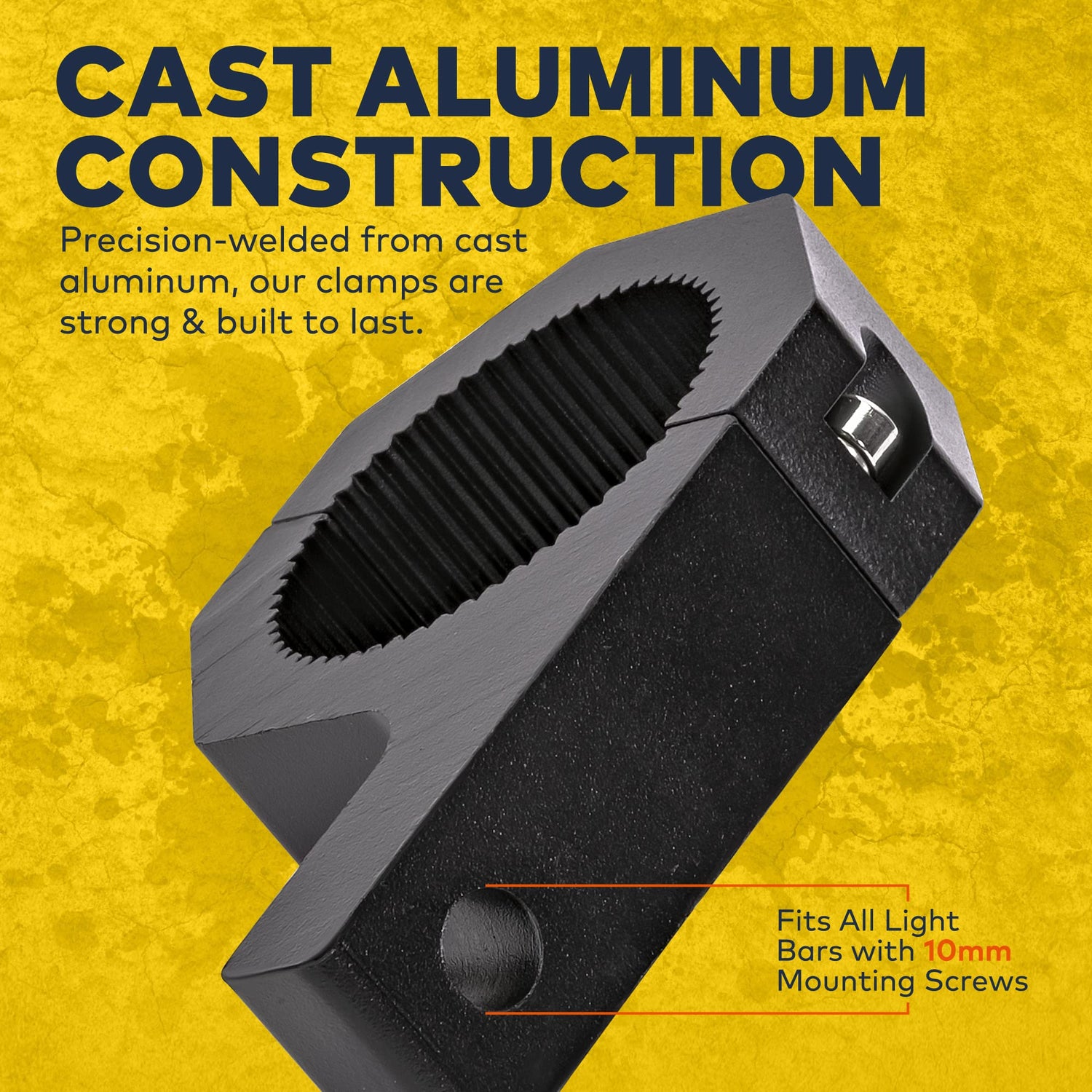 Off-Road Light Mounting Bracket Bar Clamp Kits [1"/1.5"/1.75"/2" Inch] [Horizontal Bar] [Aluminium] [2 Units] Bull Roll Cage Clamps Mount For ATV UTV LAMPHUS