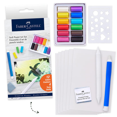 Faber-Castell Soft Pastels Art Set - Art Projects for Adults, Arts and Crafts for Beginners, 12 Soft Pastels and Art Supplies Faber-Castell