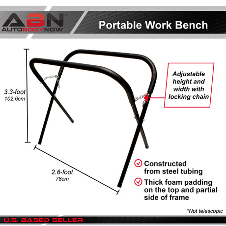 ABN Portable Workbench Folding Work Stand, Work Horse Foldable Work Table for Garage and Shop – 1,000-Pound Capacity ABN