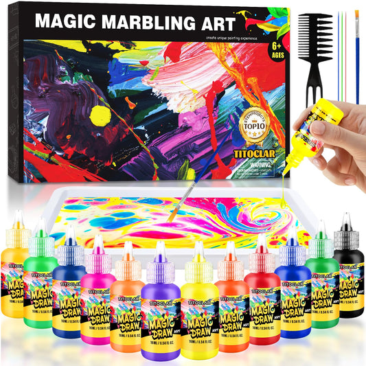 Arts & Crafts For Kids Ages 8-12 6-8,Water Marbling Paint Kit, Art Supplies for Kids,Toys For Girls Boys 4 5 6 7 8 9 10 11 12 Year Old - WoodArtSupply