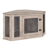 MAHANCRIS Corner Dog Crate Furniture, Wooden Dog Kennel End Table, Decorative Pet Crate Indoor Use, Furniture Style Dog House for Small Medium Dog, MAHANCRIS