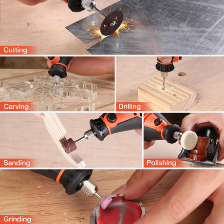 ValueMax Power Rotary Tool Kit, Keyless Chuck, Variable Speed Corded Rotary Tool with 120 Pcs Accessories for Crafting, Including Carving, Engraving, ValueMax